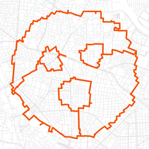 荒川のびっくり顔のGPSアートルート（びっくり顔・19.4km）