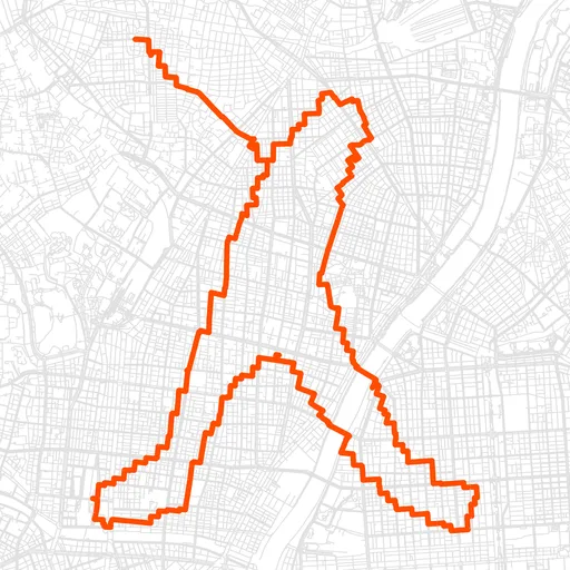 千代田のバッティングフォームのGPSアートルート（バッティングフォーム・20.1km）
