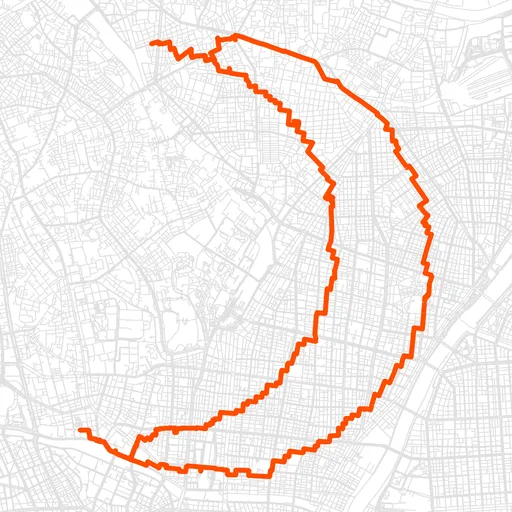 千代田の三日月のGPSアートルート（三日月・20.3km）