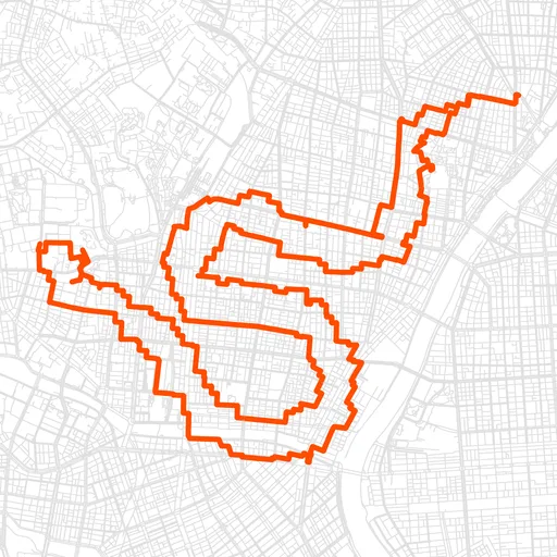 千代田のへびのGPSアートルート（へび・22.3km）