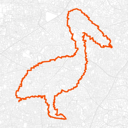 板橋のペリカンのGPSアートルート（ペリカン・32.6km）