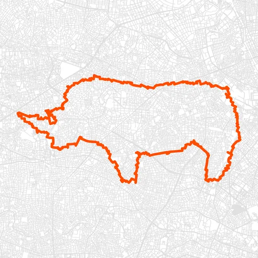 板橋のサイのGPSアートルート（サイ・30.4km）