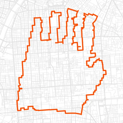 江東の手袋のGPSアートルート（手袋・20.8km）