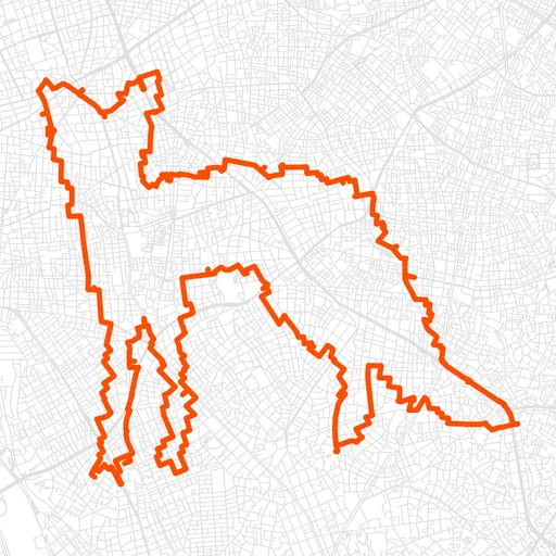 目黒のキツネのGPSアートルート（キツネ・29.4km）