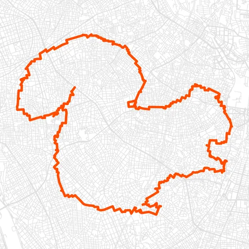 目黒のリスのGPSアートルート（リス・28.6km）
