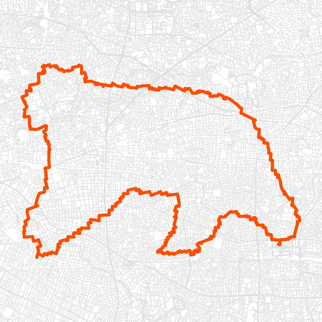 中野のクマのGPSアートルート（クマ・32.7km）