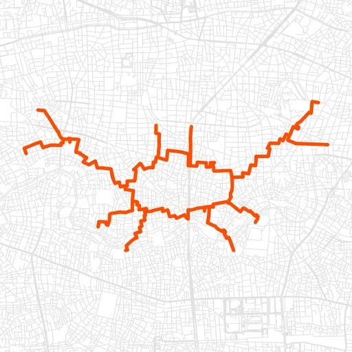 中野のカニのGPSアートルート（カニ・21.3km）