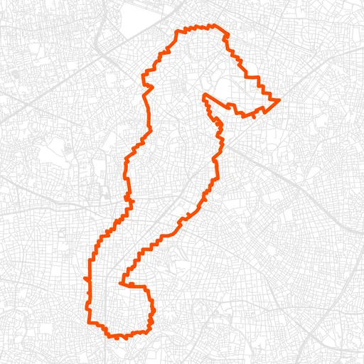 中野のタツノオトシゴのGPSアートルート（タツノオトシゴ・20.1km）