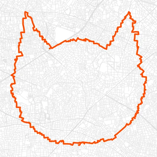 練馬のねこのGPSアートルート（ねこ・23.9km）