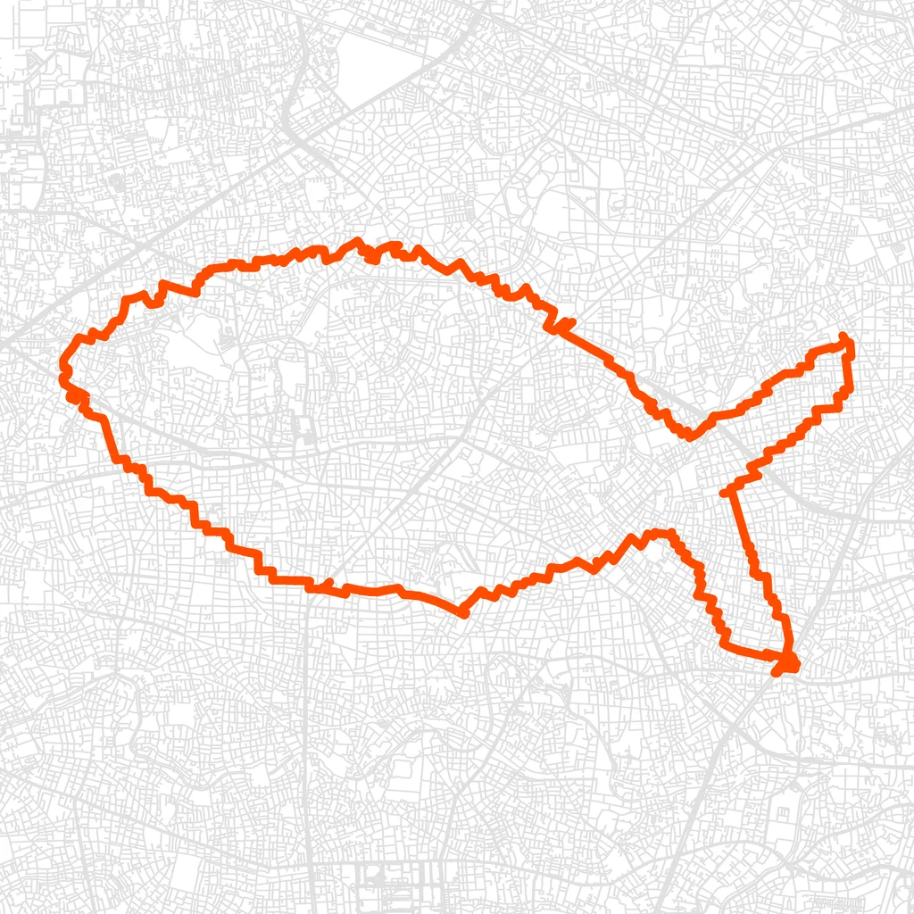 練馬の魚のGPSアートルート（魚・23.6km）
