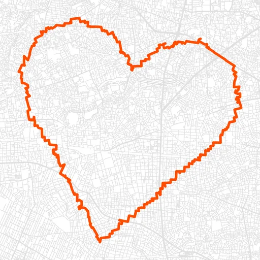 石神井公園のハートのGPSアートルート（ハート・23.8km）