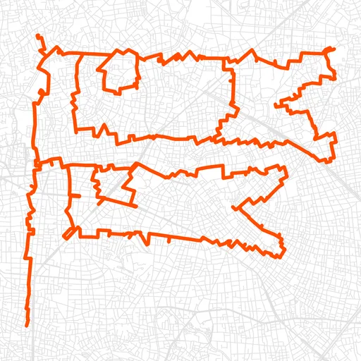 練馬の鯉のぼりのGPSアートルート（鯉のぼり・41.4km）