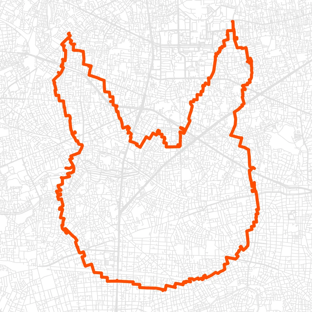 練馬のうさぎのGPSアートルート（うさぎ・23.8km）