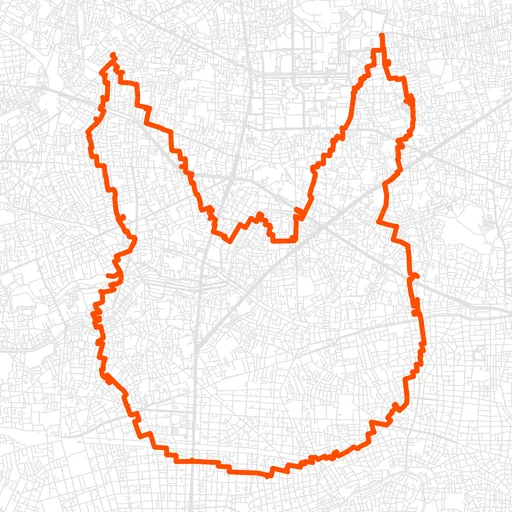 練馬のうさぎのGPSアートルート（うさぎ・23.8km）