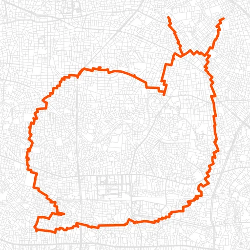 練馬のかたつむりのGPSアートルート（かたつむり・22.8km）