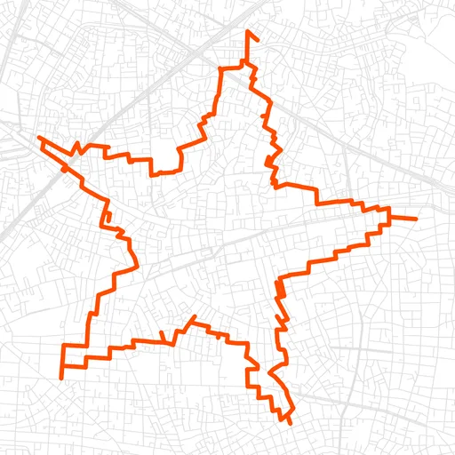 中村橋の星のGPSアートルート（星・12.6km）