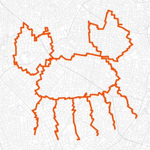 大田のカニのGPSアートルート（カニ・40.4km）