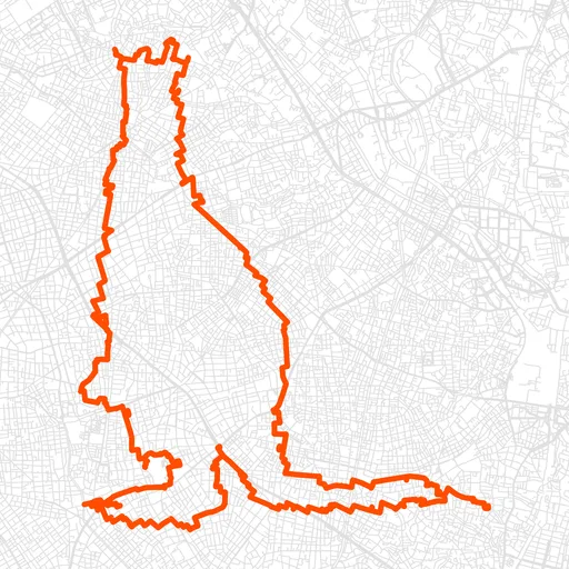 大田のカンガルーのGPSアートルート（カンガルー・27.6km）