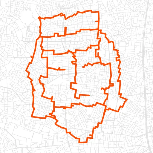 世田谷の髪の長い顔のGPSアートルート（髪の長い顔・28.6km）