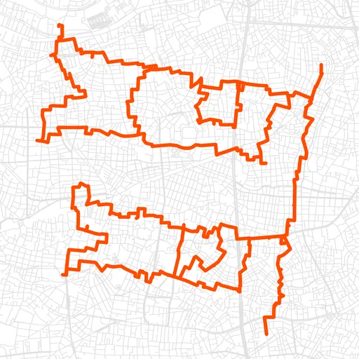 世田谷の鯉のぼりのGPSアートルート（鯉のぼり・32.8km）