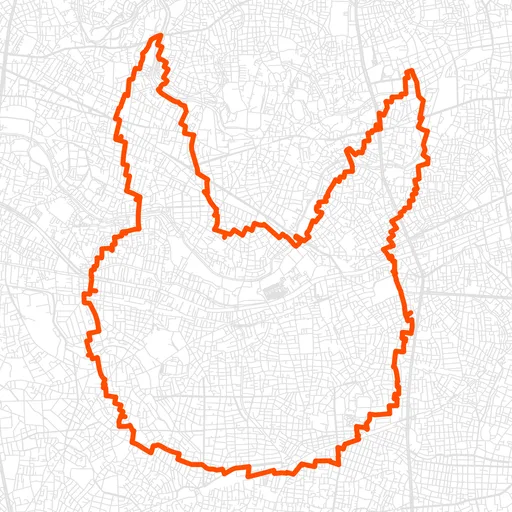 世田谷のうさぎのGPSアートルート（うさぎ・21.5km）