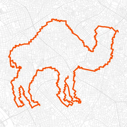 品川のラクダのGPSアートルート（ラクダ・33.3km）