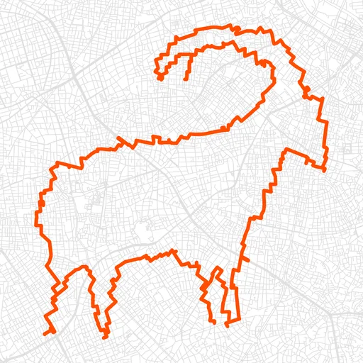 品川のヤギのGPSアートルート（ヤギ・30.8km）