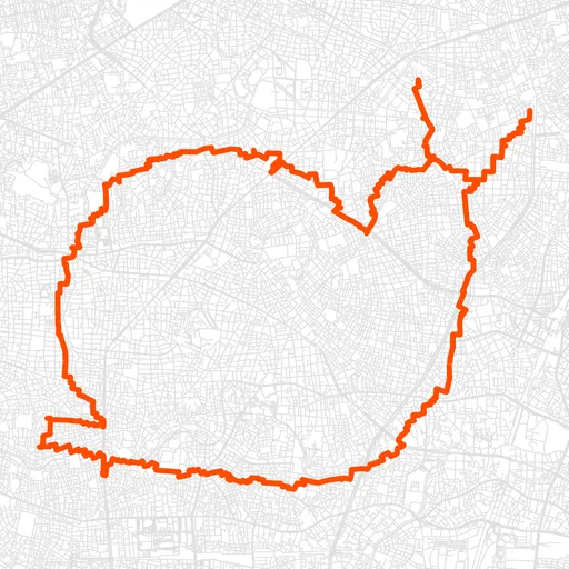 新宿のかたつむりのGPSアートルート（かたつむり・28.9km）