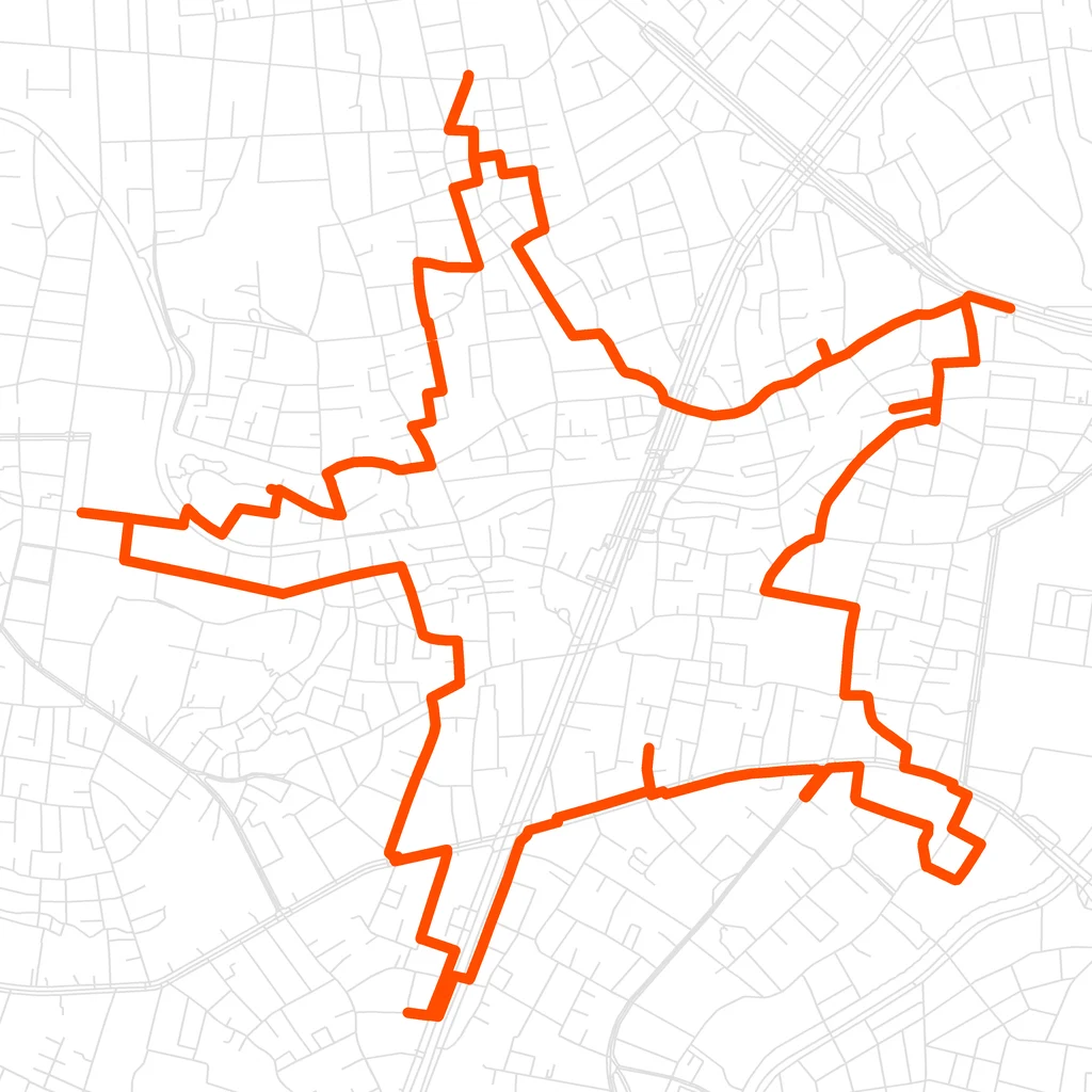 新宿の星のGPSアートルート（星・7.1km）