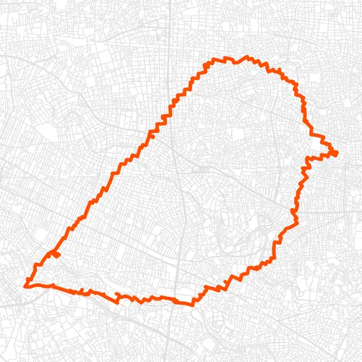 杉並のとりのGPSアートルート（とり・22.8km）