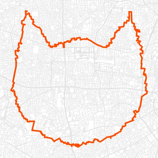 杉並のねこのGPSアートルート（ねこ・23.8km）