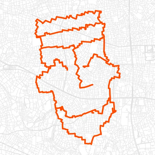 杉並の笑った顔のGPSアートルート（笑った顔・32.0km）