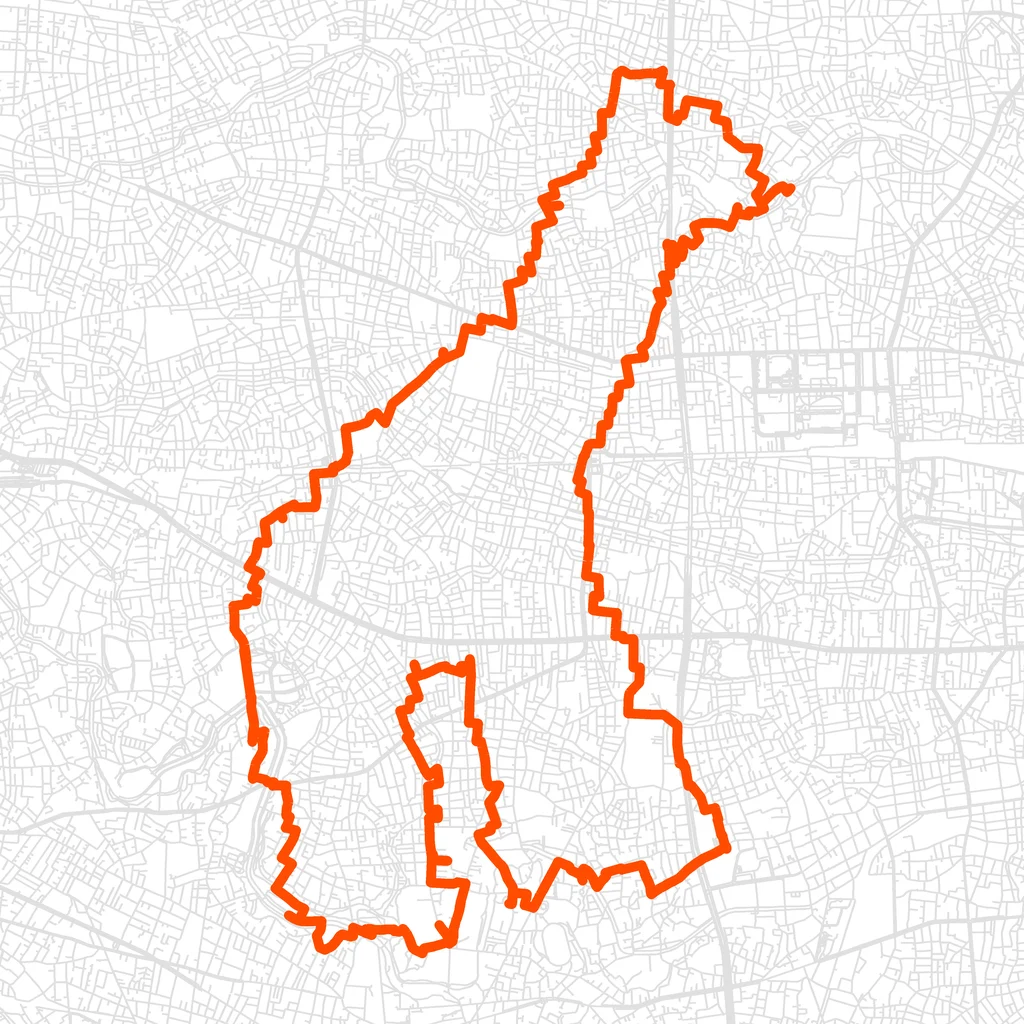杉並のきりんのGPSアートルート（きりん・20.0km）