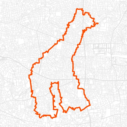 杉並のきりんのGPSアートルート（きりん・20.0km）