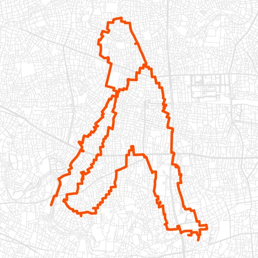杉並のゴルフスイングのGPSアートルート（ゴルフスイング・23.6km）
