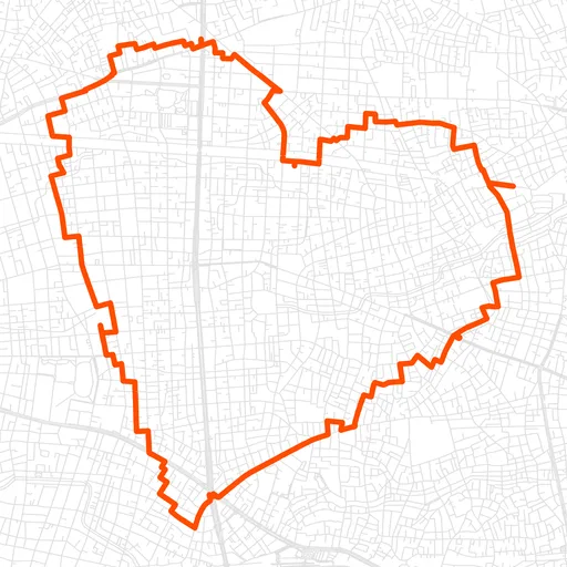 杉並のハートのGPSアートルート（ハート・11.1km）