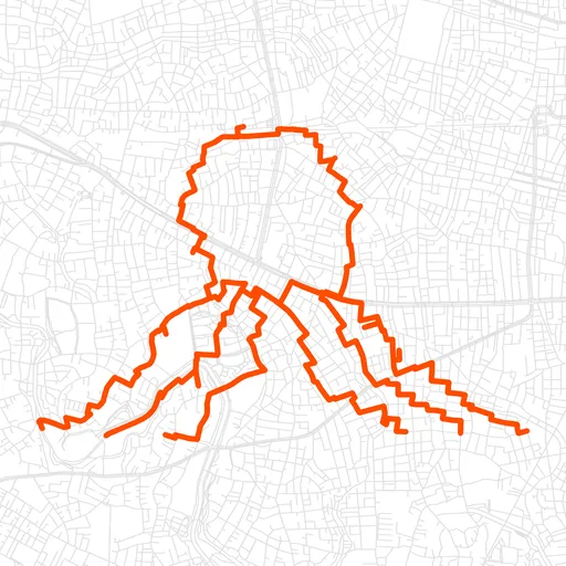杉並のタコのGPSアートルート（タコ・20.1km）