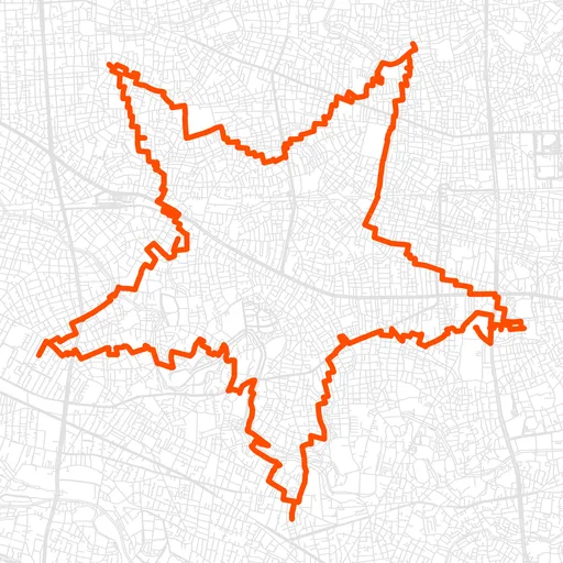 杉並の星のGPSアートルート（星・23.0km）