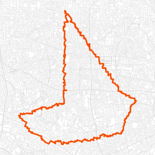 杉並のヨットのGPSアートルート（ヨット・23.6km）