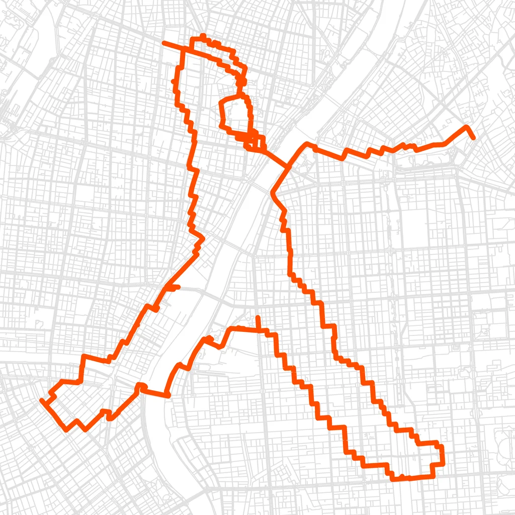 台東のフェンシングのGPSアートルート（フェンシング・23.9km）