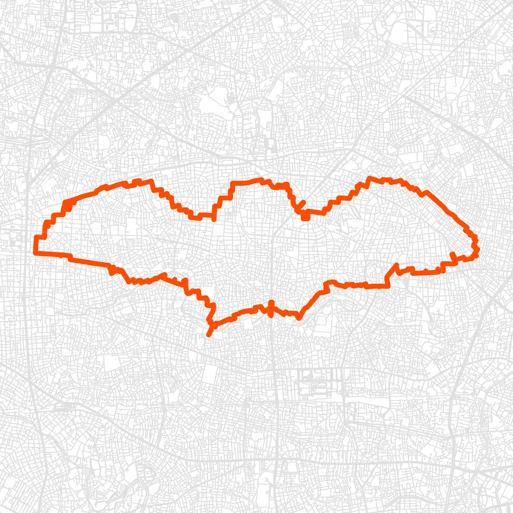 豊島のコウモリのGPSアートルート（コウモリ・22.4km）