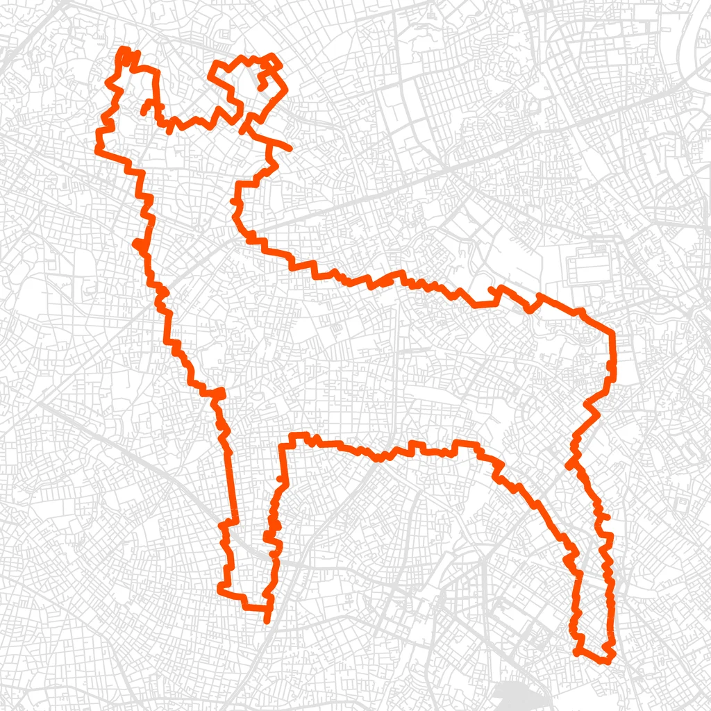 豊島のシカのGPSアートルート（シカ・33.2km）
