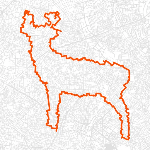 豊島のシカのGPSアートルート（シカ・33.2km）
