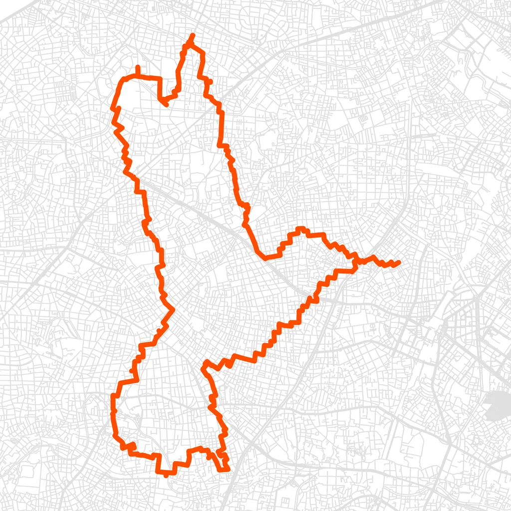 豊島のハチドリのGPSアートルート（ハチドリ・21.3km）