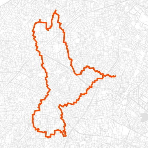 豊島のハチドリのGPSアートルート（ハチドリ・21.3km）