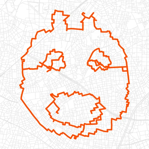 豊島の鬼の面のGPSアートルート（鬼の面・29.9km）