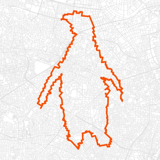 豊島のペンギンのGPSアートルート（ペンギン・29.9km）