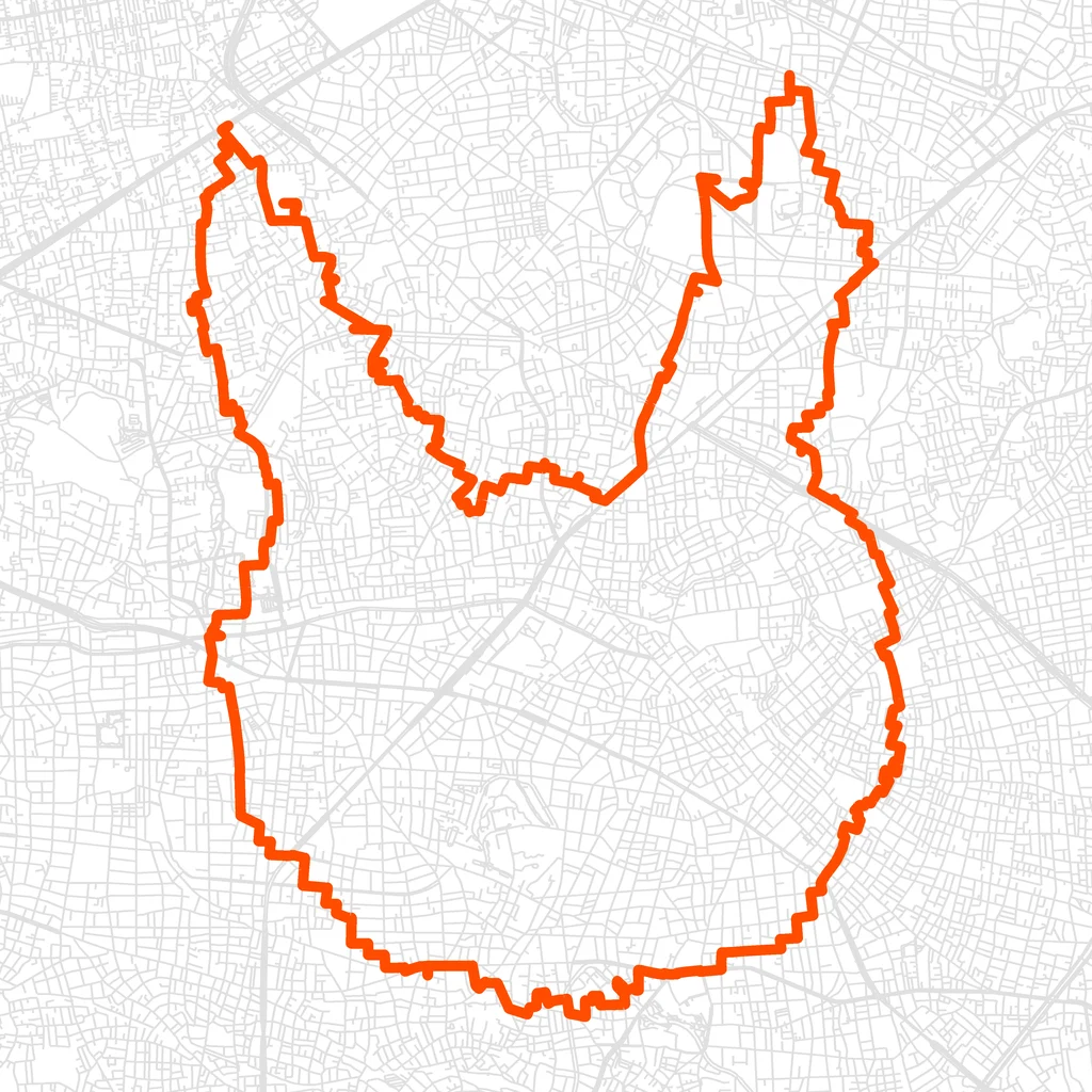 豊島のうさぎのGPSアートルート（うさぎ・21.4km）